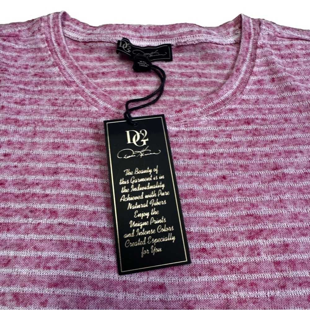 DG2 by Diane Gilman Pink and White Raspberry Striped Peplum Top Size Small NWT - Picture 5 of 8